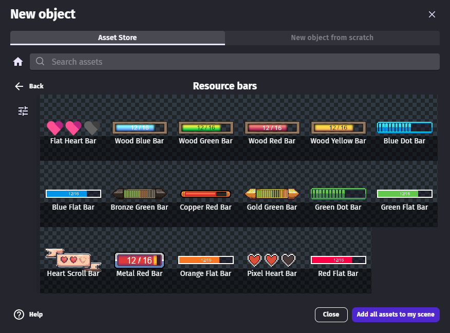 Resource Bars asset pack
